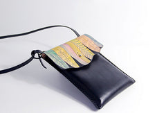 Handmade black custom leather small crossbody shoulder bag /handbag for women girl lady - EverHandmade