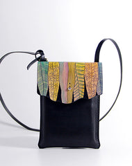 Handmade black custom leather small crossbody shoulder bag /handbag for women girl lady - EverHandmade