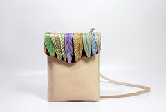 Handmade vintage custom hand painted leather small shoulder bag /handbag for women - EverHandmade