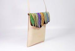 Handmade vintage custom hand painted leather small shoulder bag /handbag for women - EverHandmade