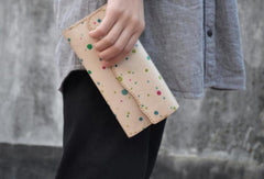 Handmade custom personalized vintage leather clutch long wallet for women/lady girl