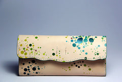 Handmade custom personalized vintage leather clutch long wallet for women/lady girl