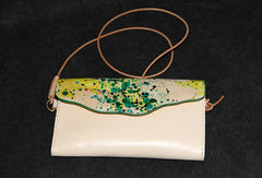 Handmade vintage leather clutch long wallet crossbody shoulder bag for women/lady girl - EverHandmade
