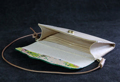 Handmade vintage leather clutch long wallet crossbody shoulder bag for women/lady girl - EverHandmade
