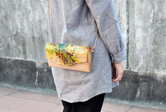 Handmade vintage leather clutch long wallet crossbody shoulder bag for women/lady girl - EverHandmade