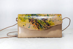 Handmade vintage leather clutch long wallet crossbody shoulder bag for women/lady girl - EverHandmade