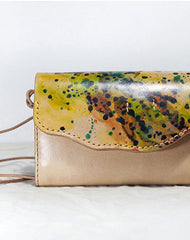Handmade vintage leather clutch long wallet crossbody shoulder bag for women/lady girl - EverHandmade