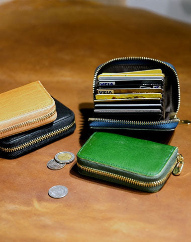 Genuine Leather Wallet Zipper Cards Wallet billfold Leather Wallet Befold Wallet For Men Women