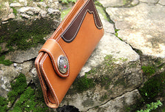 Handmade vintage rustic leather clutch purse ID card long biker wallet for men - EverHandmade