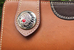 Handmade vintage rustic leather clutch purse ID card long biker wallet for men - EverHandmade