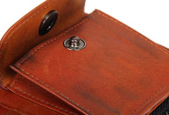 Handmade vintage rustic orange leather clutch long ID cards zip holders wallet for men - EverHandmade