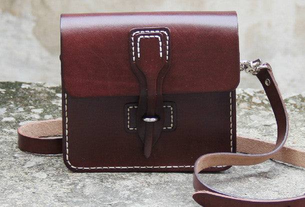 Handmade vintage leather messenger crossbody Shoulder Bag for girl women lady - EverHandmade