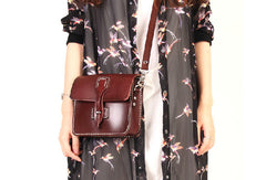 Handmade vintage leather messenger crossbody Shoulder Bag for girl women lady