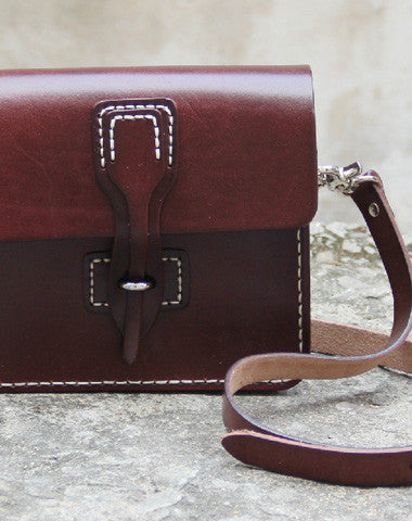 Handmade vintage leather messenger crossbody Shoulder Bag for girl women lady - EverHandmade