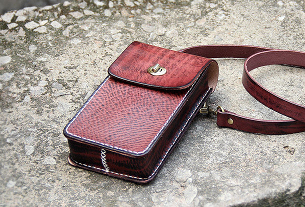 Handmade vintage rustic cute leather crossbody phone Shoulder Bag for girl women - EverHandmade