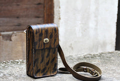 Handmade vintage rustic cute leather crossbody phone Shoulder Bag for girl women