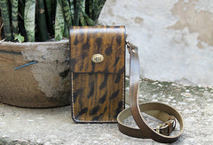 Handmade vintage rustic cute leather crossbody phone Shoulder Bag for girl women - EverHandmade