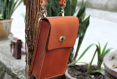 Handmade vintage rustic cute leather crossbody phone Shoulder Bag for girl women - EverHandmade
