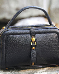 Handmade small phone purse leather black crossbody bag shoulder bag women
