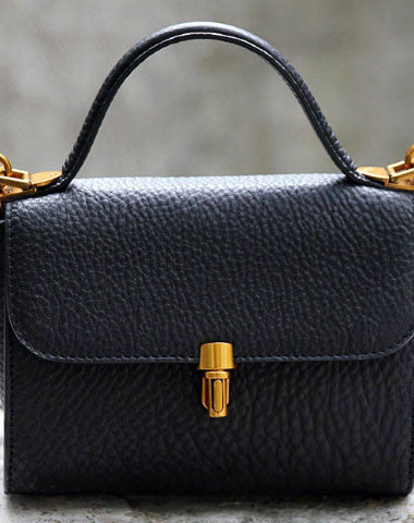 Handmade Leather Vintage Mens Black Handbag Shoulder Bag for women