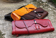 Handmade women vintage leather small clutch crossbody Shoulder Bag for girl