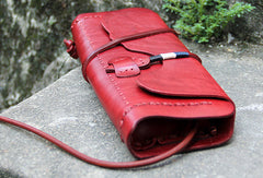 Handmade women vintage leather small clutch crossbody Shoulder Bag for girl