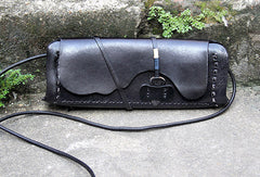 Handmade women vintage leather small clutch crossbody Shoulder Bag for girl