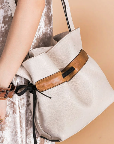 Handmade Genuine Leather Shopper Bag Bucket Bag Shoulder Bag Purse For Women - EverHandmade