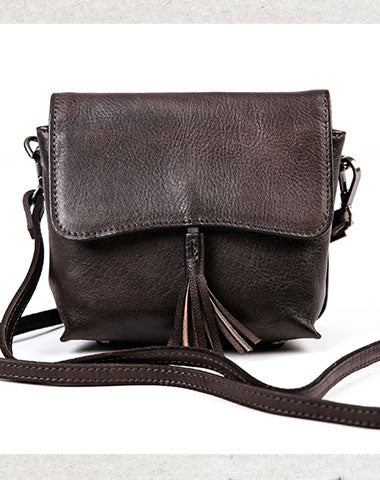 Genuine Leather Handbag Tassel Crossbody Bag Shoulder Bag Purse For Women - EverHandmade