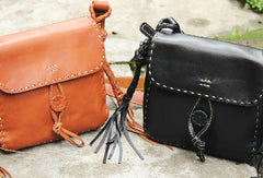 Handmade vintage rustic brown leather crossbody Shoulder Bag for women girl - EverHandmade