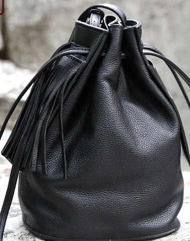 Handmade small phone bucket purse leather crossbody bag shoulder bag women - EverHandmade