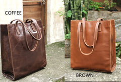 Handmade vintage womens leather tote bag shoulder bag for women - EverHandmade