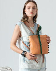 Handmade Genuine Leather Backpack Bag Bucket Bag Handbag Shoulder Bag Leather Purse For Women - EverHandmade
