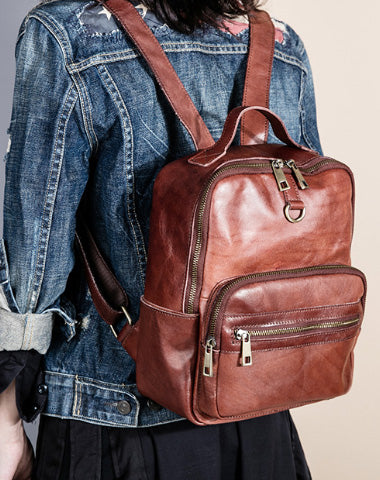 Handmade Genuine Leather Travel Bag Backpack Bag Shoulder Bag Leather Purse For Women - EverHandmade
