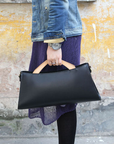 Handmade handbag black purse leather crossbody bag shoulder bag women - EverHandmade
