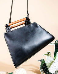 Genuine Leather Handmade Wooden Handbag Bag Shoulder Bag Purse For Women - EverHandmade