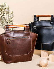 Genuine Leather Handbag Wooden Handmade Bag Shoulder Bag Purse For Women - EverHandmade