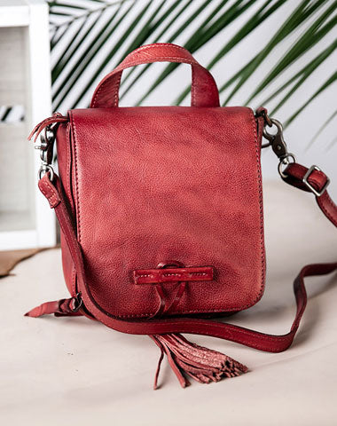 Genuine Leather Handbag Tassel Crossbody Bag Shoulder Bag Purse For Women - EverHandmade