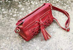 Handmade vintage rustic leather tassels crossbody Shoulder Bag for girl women lady