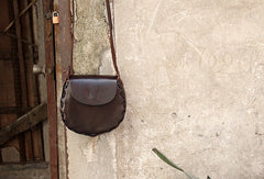 Handmade vintage rustic retro leather crossbody Shoulder Bag for girl women lady