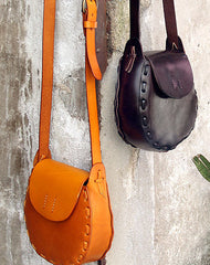 Handmade vintage rustic retro leather crossbody Shoulder Bag for girl women lady - EverHandmade