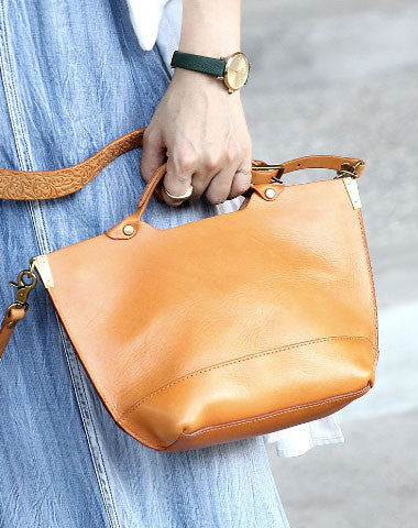 Handmade tote handbag shopper purse leather crossbody bag shoulder bag women - EverHandmade