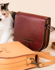 Handmade Leather Purse Saddle Bag Round Circle Bag Messenger Bag Crossbody Bag Shoulder Bag Purse For Women - EverHandmade