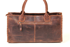 Handmade vintage rustic modern dark brown leather shoulder bag handbag for women - EverHandmade