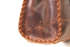 Handmade vintage rustic modern dark brown leather shoulder bag handbag for women