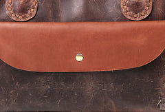 Handmade vintage rustic modern dark brown leather shoulder bag handbag for women