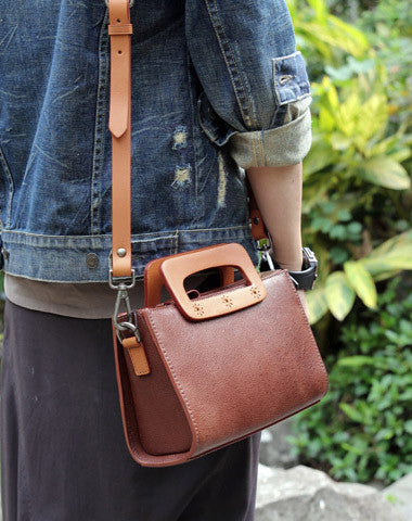 Handmade vintage satchel leather crossbody bag shoulder bag handbag for women - EverHandmade