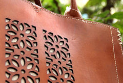 Handmade vintage rustic leather normal size tote bag shoulder bag handbag for women