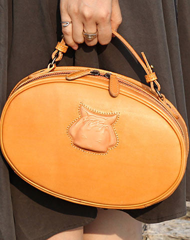 Handmade handbag oval purse leather crossbody bag purse shoulder bag for women - EverHandmade
