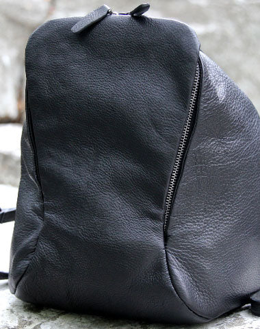 Handmade Leather backpack bag shoulder bag black women leather purse